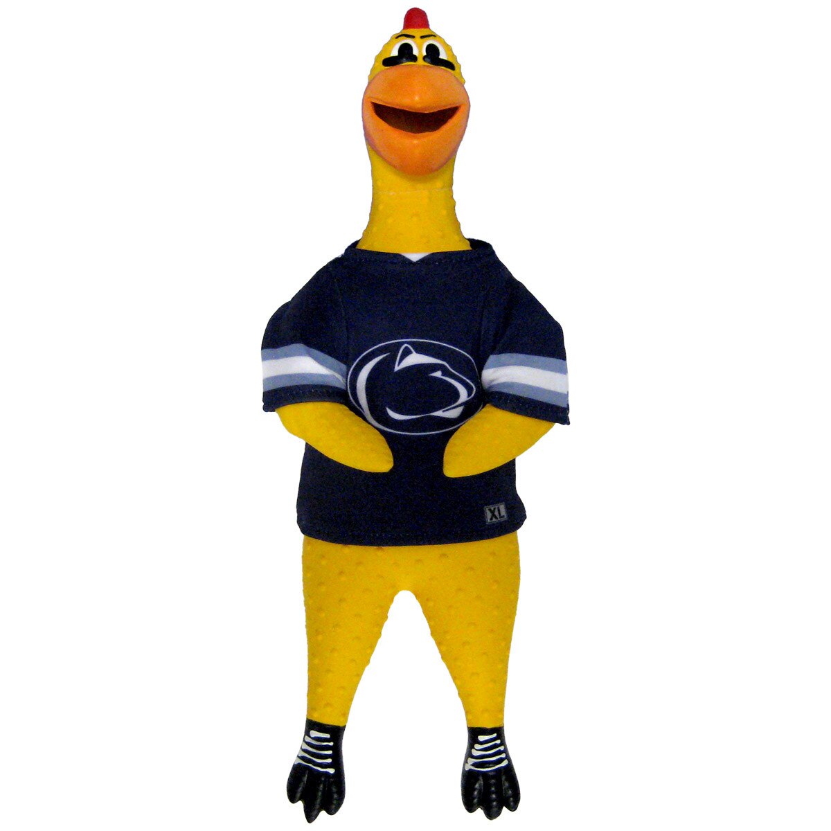 rubber chicken pet toy with Penn State Athletic Logo on jersey